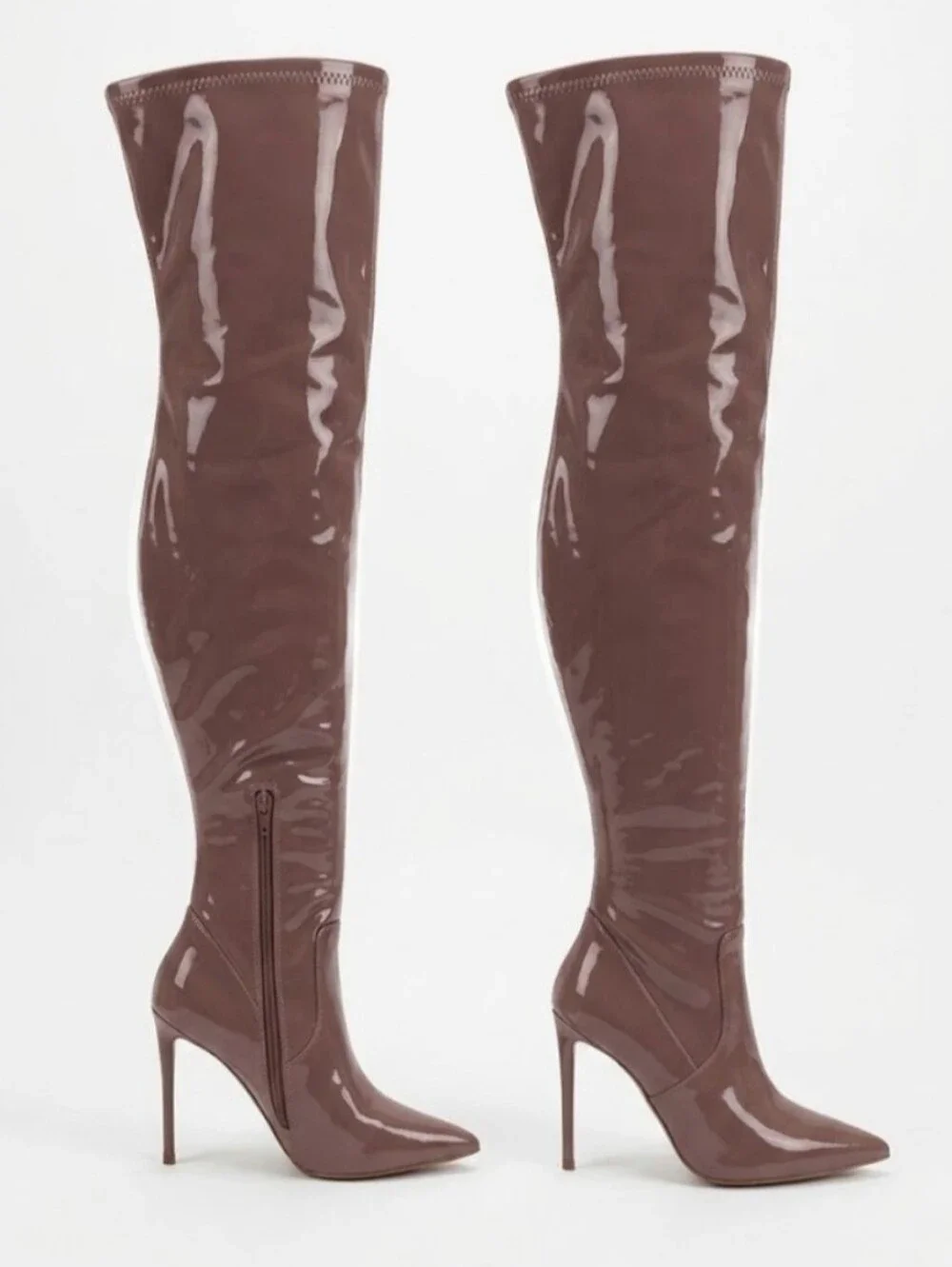 Steve Madden VAVA Mauve Patent Thigh High Boots, 6.5